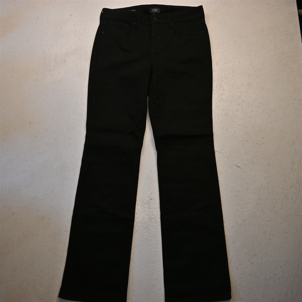 NYDJ 8 Mid Rise Marilyn Straight Black Stretch Denim Womens Jeans